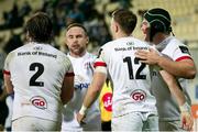16 November 2020; Ulster players celebrate their third try, scored by Stewart Moore, 12, during the Guinness PRO14 match between Zebre and Ulster at Stadio Lanfranchi in Parma, Italy. Photo by Roberto Bregani/Sportsfile