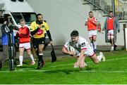 16 November 2020; Bill Johnston of Ulster scores a try during the Guinness PRO14 match between Zebre and Ulster at Stadio Lanfranchi in Parma, Italy. Photo by Roberto Bregani/Sportsfile