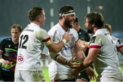 16 November 2020; Marcell Coetzee of Ulster celebrates after scoring a try with team-mates during the Guinness PRO14 match between Zebre and Ulster at Stadio Lanfranchi in Parma, Italy. Photo by Roberto Bregani/Sportsfile