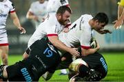 16 November 2020; Sam Carter of Ulster is tackled by Mick Kearney of Zebre Rugby Club and Antoinev Kouassi Koffi of Zebre Rugby Club during the Guinness Pro14 Round 6 match between Zebre Rugby Club and Ulster at Stadio Sergio Lanfranchi in Parma (Italy). Photo by Roberto Bregani/Sportsfile.