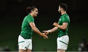 13 November 2020; James Lowe, left, and Robbie Henshaw of Ireland during the Autumn Nations Cup match between Ireland and Wales at Aviva Stadium in Dublin. Photo by David Fitzgerald/Sportsfile