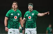 13 November 2020 Quinn Roux, left, and Caelan Doris of Ireland during the Autumn Nations Cup match between Ireland and Wales at Aviva Stadium in Dublin. Photo by David Fitzgerald/Sportsfile