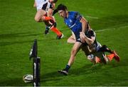 16 November 2020; Jimmy O'Brien of Leinster is tackled by Mark Bennett of Edinburgh during the Guinness PRO14 match between Leinster and Edinburgh at RDS Arena in Dublin. Photo by Ramsey Cardy/Sportsfile