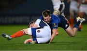 16 November 2020; James Johnstone of Edinburgh is tackled by David Hawkshaw of Leinster during the Guinness PRO14 match between Leinster and Edinburgh at the RDS Arena in Dublin. Photo by Harry Murphy/Sportsfile