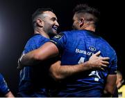 16 November 2020; Cian Kelleher of Leinster celebrates after scoring his side's eighth try with team-mate Dave Kearney during the Guinness PRO14 match between Leinster and Edinburgh at the RDS Arena in Dublin. Photo by Harry Murphy/Sportsfile