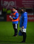 16 November 2020; Lead academy athletic performance coach Joe McGinley, right, and Leinster Head of Athletic Performance Charlie Higgins ahead of the Guinness PRO14 match between Leinster and Edinburgh at RDS Arena in Dublin. Photo by Ramsey Cardy/Sportsfile