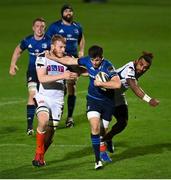 16 November 2020; Harry Byrne of Leinster is tackled by Andrew Davidson of Edinburgh during the Guinness PRO14 match between Leinster and Edinburgh at RDS Arena in Dublin. Photo by Ramsey Cardy/Sportsfile