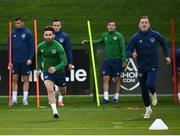 17 November 2020; Sean Maguire, left, and Ronan Curtis during a Republic of Ireland training session at the FAI National Training Centre in Abbotstown, Dublin. Photo by Stephen McCarthy/Sportsfile