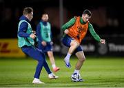 17 November 2020; Troy Parrott and Ronan Curtis, left, during a Republic of Ireland training session at the FAI National Training Centre in Abbotstown, Dublin. Photo by Stephen McCarthy/Sportsfile