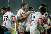 16 November 2020; Alan O'Connor of Ulster celebrates a try scored by Marcell Coetzee during the Guinness PRO14 match between Zebre and Ulster at Stadio Lanfranchi in Parma, Italy. Photo by Roberto Bregani/Sportsfile