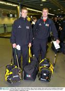 21 January 2004; Tommy Walsh and JJ Delaney, right,  from the Vodafone Allstars 2003/4 teams assembling at Dublin Airport prior to their departure to Arizona, USA, for the Vodafone Allstars Hurling game which takes place on Saturday next. Picture credit; Ray McManus / SPORTSFILE *EDI*