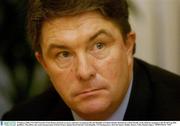 20 January 2004; FAI Chief Executive Fran Rooney pictured at a press conference to announce that the Republic of Ireland will play Romania in a third friendly, in the build up campaign to the World Cup 2006 qualifiers. This follows the recent announcement of home fixtures against Brazil and the Czech Republic, FAI Headquarters, Merrion Square, Dublin. Picture credit; Damien Eagers / SPORTSFILE *EDI*