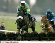 22 January 2004; Rosaker, with Paul Carberry up, jumps the last on the way to winning the betfair.com Galmey Stayers Hurdle Trial, Gowran Park, Co. Kilkenny. Picture credit; Matt Browne / SPORTSFILE *EDI*