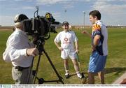 23 January 2004; Liam Dunne is interviewed by staff from NBC Channel 12 during training in advance of the Vodafone Allstars game. Scotsdale Community College, Chaperal Road, Phoenix, Arizona, USA. Picture credit; Ray McManus / SPORTSFILE *EDI*