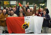 23 January 2004; Munster rugby fans, from Limerick,  pictured after ariving in Treviso Airport, Italy, prior to tomorrows game against Benetton Treviso in the Heineken Cup. Picture credit; Matt Browne / SPORTSFILE *EDI*