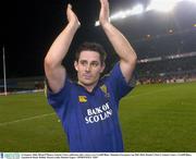 23 January 2004; Brian O'Meara, Leinster Lions, celebrates after victory over Cardiff Blues. Heineken European Cup 2003-2004, Round 5, Pool 3, Leinster Lions v Cardiff Blues, Lansdowne Road, Dublin. Picture credit; Damien Eagers / SPORTSFILE *EDI*