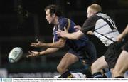 23 January 2004; Girvan Dempsey, Leinster Lions, in action against Tom Shanklin, Cardiff Blues. Heineken European Cup 2003-2004, Round 5, Pool 3, Leinster Lions v Cardiff Blues, Lansdowne Road, Dublin. Picture credit; Damien Eagers / SPORTSFILE *EDI*