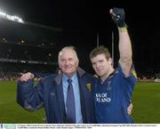 23 January 2004; Gordon D'Arcy, Leinster Lions celebrates with Ken Ging after victory over Cardiff Blues. Heineken European Cup 2003-2004, Round 5, Pool 3, Leinster Lions v Cardiff Blues, Lansdowne Road, Dublin. Picture credit; Damien Eagers / SPORTSFILE *EDI*