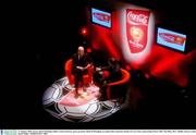 27 January 2004; Soccer referee Pierluigi Collina is interviewed by sports presenter Shane O'Donoghue at a photocall to announce details of Coca-Cola's sponsorship of Euro 2004. The Helix, DCU, Dublin. Picture credit; David Maher / SPORTSFILE *EDI*