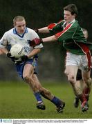 28 January 2004; Ronan O'Hagan, DIT, in action against Peter Sherry, UUC, Sigerson Cup football, Preliminary Round, Dublin Institute of Technology v University Ulster Coleraine, Long Meadows, Islandbridge, Dublin. Picture credit; Brian Lawless / SPORTSFILE *EDI*
