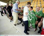 6 August 2003; Ireland's Keith Wood signs autographs for fans after an Irish rugby squad training session. Ireland rugby training, Dubarry Park, Athlone, Co. Westmeath. Picture credit; Brendan Moran / SPORTSFILE *EDI*