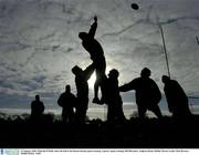 29 January 2004; Malcolm O'Kelly takes the ball in the lineout during squad training. Leinster squad training, Old Belvedere, Anglesea Road, Dublin. Picture credit; Matt Browne / SPORTSFILE *EDI*