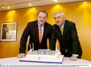 29 January 2004; An Taoiseach and President of the European Council, Bertie Ahern TD, with Brendan Murphy, Chief Executive, Allianz, at the launch of the Allianz National Football and Hurling Leagues 2004 which is the 12th year of Allianz's sponsorship of the Leagues. Allianz House, Burlington Road, Dublin. Picture credit; Brendan Moran / SPORTSFILE *EDI*