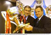 29 January 2004; Tyrone manager Mickey Harte and Dublin manager Tommy Lyons at the launch of the Allianz National Football and Hurling Leagues 2004 which is the 12th year of Allianz's sponsorship of the Leagues. Allianz House, Burlington Road, Dublin. Picture credit; Brendan Moran / SPORTSFILE *EDI*