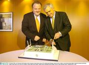 29 January 2004; An Taoiseach and President of the European Council, Bertie Ahern TD, with Brendan Murphy, Chief Executive, Allianz, at the launch of the Allianz National Football and Hurling Leagues 2004 which is the 12th year of Allianz's sponsorship of the Leagues. Allianz House, Burlington Road, Dublin. Picture credit; Brendan Moran / SPORTSFILE *EDI*