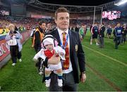 6 July 2013; Brian O'Driscoll, British & Irish Lions, with his daughter Sadie following the game. British & Irish Lions Tour 2013, 3rd Test, Australia v British & Irish Lions. ANZ Stadium, Sydney Olympic Park, Sydney, Australia. Picture credit: Stephen McCarthy / SPORTSFILE