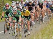6 July 2013; Thomas Fallon, Ireland - Stena Line, leads teammate and overall race leader Eddie Dunbar on the approach toBallynacally during Stage 5 on the 2013 Junior Tour of Ireland, Ennis - Cooraclare, Co. Clare. Picture credit: Stephen McMahon / SPORTSFILE