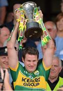 7 July 2013; Kerry captain Eoin Brosnan lifts the trophy after the game. Munster GAA Football Senior Championship Final, Kerry v Cork, Fitzgerald Stadium, Killarney, Co. Kerry. Picture credit: Barry Cregg / SPORTSFILE