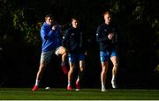 18 November 2020; Leinster players, from left, Jordan Larmour, Garry Ringrose and Ciarán Frawley during Leinster Rugby squad training at UCD in Dublin. Photo by Harry Murphy/Sportsfile