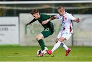 18 November 2020; Connor Ronan of Republic of Ireland in action against Kenan Avdusinovic of Luxembourg during the UEFA European U21 Championship Qualifier match between Luxembourg and Republic of Ireland at Stade Henri-Dunant in Beggen, Luxembourg. Photo by Gerry Schmidt/Sportsfile