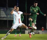 18 November 2020; Danny Mandroiu of Republic of Ireland in action against Seid Korac of Luxembourg during the UEFA European U21 Championship Qualifier match between Luxembourg and Republic of Ireland at Stade Henri-Dunant in Beggen, Luxembourg. Photo by Gerry Schmidt/Sportsfile