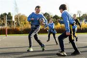 19 November 2020; Oisin Byrne in action during a Leinster Rugby kids training session at Gaelscoil Moshíológ in Gorey, Wexford. Photo by Matt Browne/Sportsfile