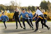 19 November 2020; Oisin Byrne in action during a Leinster Rugby kids training session at Gaelscoil Moshíológ in Gorey, Wexford. Photo by Matt Browne/Sportsfile