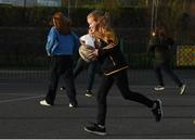 19 November 2020; Eabha Hughes during a Leinster Rugby kids training session at Gaelscoil Moshíológ in Gorey, Wexford. Photo by Matt Browne/Sportsfile