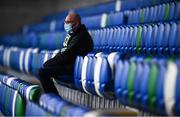 18 November 2020; A supporter takes his seat in the stands prior to the UEFA Nations League B match between Northern Ireland and Romania at the National Football Stadium at Windsor Park in Belfast. Photo by David Fitzgerald/Sportsfile