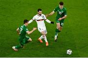 18 November 2020; Galin Ivanov of Bulgaria in action against Jason Knight, left, and Dara O'Shea of Republic of Ireland during the UEFA Nations League B match between Republic of Ireland and Bulgaria at the Aviva Stadium in Dublin. Photo by Eóin Noonan/Sportsfile