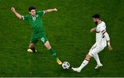 18 November 2020; Robbie Brady of Republic of Ireland in action against Dimitar Iliev of Bulgaria during the UEFA Nations League B match between Republic of Ireland and Bulgaria at the Aviva Stadium in Dublin. Photo by Eóin Noonan/Sportsfile