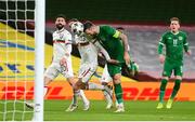 18 November 2020; Shane Duffy of Republic of Ireland has a header on goal during the UEFA Nations League B match between Republic of Ireland and Bulgaria at the Aviva Stadium in Dublin. Photo by Stephen McCarthy/Sportsfile