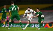18 November 2020; Dimitar Iliev of Bulgaria has a shot on goal despite the close attentions of Kevin Long and Jason Knight of Republic of Ireland during the UEFA Nations League B match between Republic of Ireland and Bulgaria at the Aviva Stadium in Dublin. Photo by Sam Barnes/Sportsfile