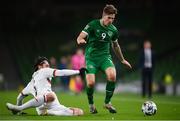 18 November 2020; James Collins of Republic of Ireland is tackled by Kristian Dimitrov of Bulgaria during the UEFA Nations League B match between Republic of Ireland and Bulgaria at the Aviva Stadium in Dublin. Photo by Stephen McCarthy/Sportsfile