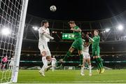 18 November 2020; James Collins of Republic of Ireland has a header on goal during the UEFA Nations League B match between Republic of Ireland and Bulgaria at the Aviva Stadium in Dublin. Photo by Stephen McCarthy/Sportsfile