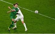 18 November 2020; James Collins of Republic of Ireland has a shot on goal despite the attempts of Kristian Dimitrov of Bulgaria during the UEFA Nations League B match between Republic of Ireland and Bulgaria at the Aviva Stadium in Dublin. Photo by Eóin Noonan/Sportsfile