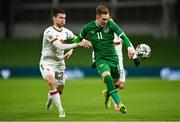 18 November 2020; Ronan Curtis of Republic of Ireland in action against Strahil Popov of Bulgaria during the UEFA Nations League B match between Republic of Ireland and Bulgaria at the Aviva Stadium in Dublin. Photo by Seb Daly/Sportsfile