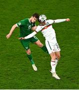 18 November 2020; Kevin Long of Republic of Ireland in action against Bozhidar Kraev of Bulgaria during the UEFA Nations League B match between Republic of Ireland and Bulgaria at the Aviva Stadium in Dublin. Photo by Eóin Noonan/Sportsfile