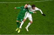 18 November 2020; Ronan Curtis of Republic of Ireland in action against Kristian Dimitrov of Bulgaria during the UEFA Nations League B match between Republic of Ireland and Bulgaria at the Aviva Stadium in Dublin. Photo by Eóin Noonan/Sportsfile