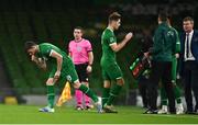 18 November 2020; Troy Parrott of Republic of Ireland, left, comes on as a substitute to replace team-mate James Collins during the UEFA Nations League B match between Republic of Ireland and Bulgaria at the Aviva Stadium in Dublin. Photo by Sam Barnes/Sportsfile